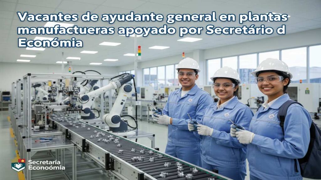 Vacantes de ayudante general en plantas manufactureras apoyadas por Secretaría de Economía